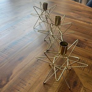 Gold star candle stick holder